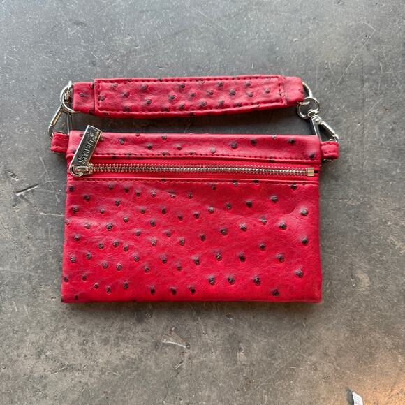 Vintage Handbags - Vintage Y2k Red Crocodile Clutch Mini Wristlet Wallet Preppy Americana Purse